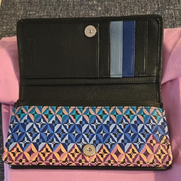 Red and Blue Heart Wallet with Graphic Design - Picture 3 of 7